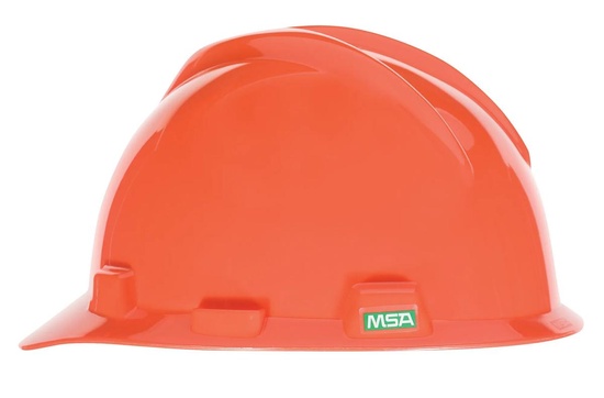 MSA V-Gard Slotted Cap, Orange, w/Fas-Trac III Suspension - Image 2