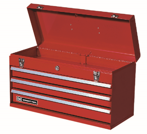 Wright Tool 21" 3 Drawer Portable Handbox Red w/3 Drawers Chrome Catches Lock - 21" Wide x 8-3/4" Deep x 12" High