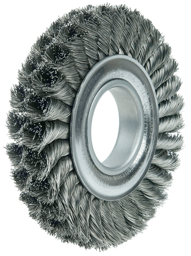 Weiler 6" Standard Twist Knot Wire Wheel, .016" Steel Fill, 2" Arbor Hole
