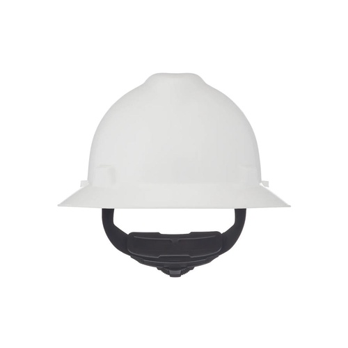 MSA V-Gard Slotted Full-Brim Hard Hat, White, w/Fas-Trac III Suspension