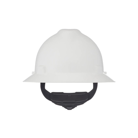 MSA V-Gard Slotted Full-Brim Hard Hat, White, w/Fas-Trac III Suspension - Image 1