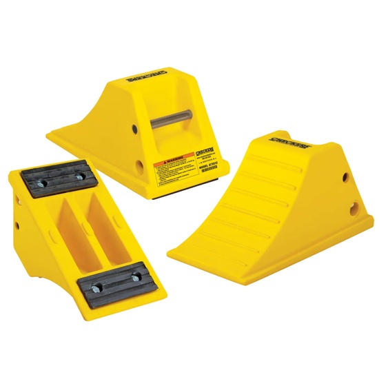 Checkers All-Terrain Heavy-Duty Wheel Chock with Rubber Pad 40 Ton Capacity 28-38 in. Tires - Image 1