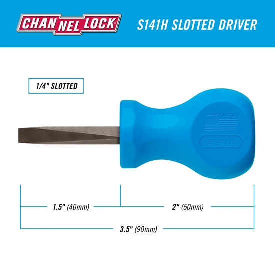 Channellock 1/4×1.5″ Slotted Screwdriver - Image 2