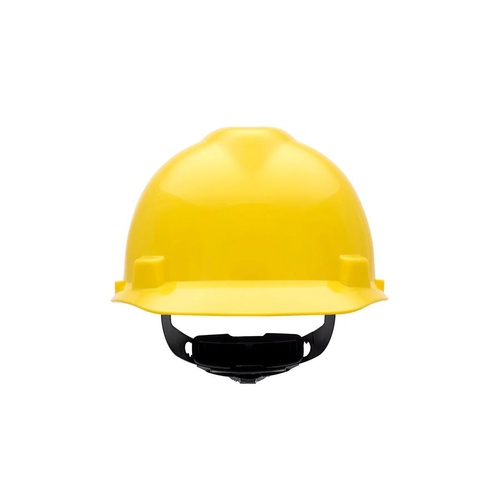 MSA V-Gard Slotted Hard Hat Cap, Swing Suspension, Yellow