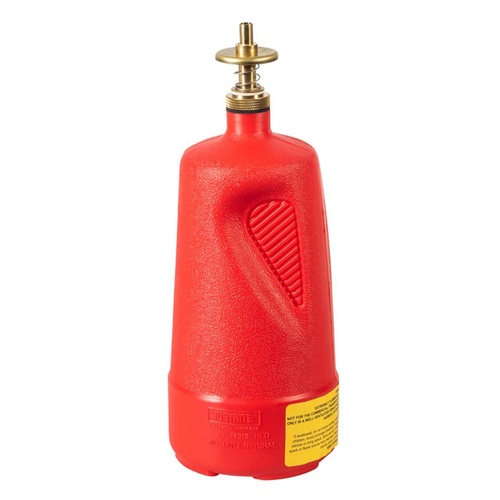 Justrite 1 Quart Plastic Dispensing Can, Brass Dispenser Valves, Red - 14010