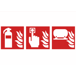 Restaurant Fire Safety Sign Kit ISO 7010 F001 + F005 + F012 (3-Pack)