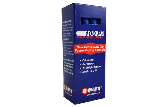 U-Mark 100P Fine Line Industrial Paint Marker – Blue - Image 2