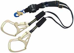 3M DBI-SALA Force2 Elastic Tie-Off Shock Absorbing Lanyard 6 ft Rebar Hook Top Connection Snap Hook Connection 310 lb Wt Cap 2 Legs
