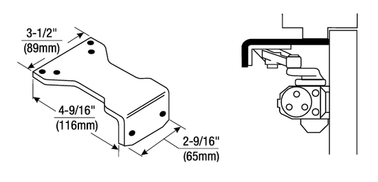 Norton 1628H689 Standard Soffit Plate for Hold Open Closers Aluminum Finish - Image 1
