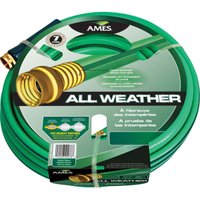 PVC Weather Garden Hose 5/8-Inch 100-Foot Green Poly Sleeve Brass Coupling Rubber Grip Medium Duty