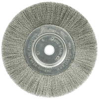 Weiler 6" Narrow Face Crimped Wire Wheel, .006" Stainless Steel Fill, 5/8"-1/2" Arbor Hole