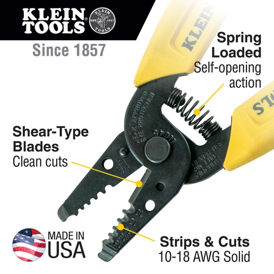 Klein Tools 11045 Wire Stripper/Cutter (10-18 AWG Solid) - Image 2