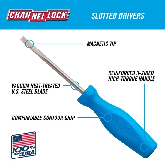 Channellock 1/4×6″ Slotted Screwdriver - Image 3