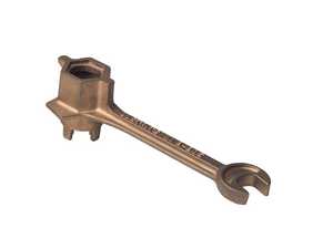 Justrite Drum Bung Wrench fits many 2-in or 3/4-in bung, brass alloy
