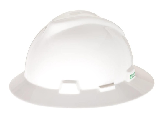 MSA V-Gard Slotted Full-Brim Hard Hat, White, w/Fas-Trac III Suspension - Image 2