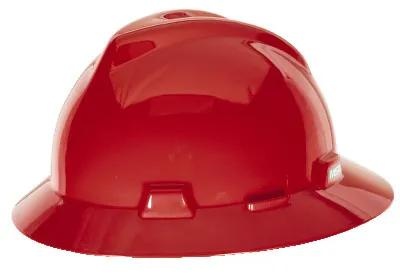 MSA V-Gard Slotted Full-Brim Hat, Red, w/Fas-Trac III Suspension - Image 2