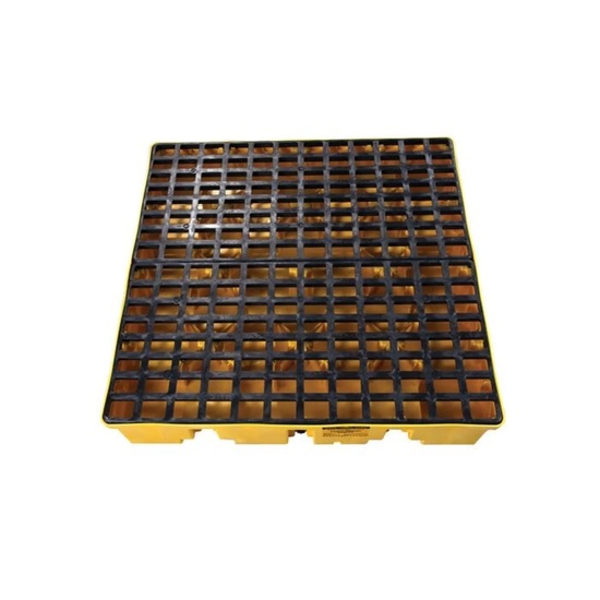 Eagle Manufacturing 4 Drum Plastic Pallet With Drain Yellow - Image 3