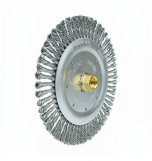 Weiler Dually 7" Root Pass Weld Cleaning Brush, .020" Steel Wire Fill, 5/8"-11 UNC Double-Hex Nut - Image 2