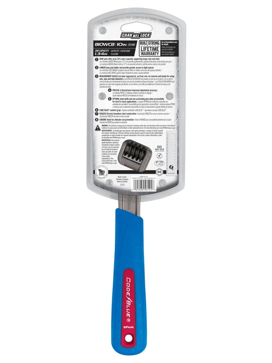 Channellock 10″ Adjustable Wrench CODE BLUE - Image 4
