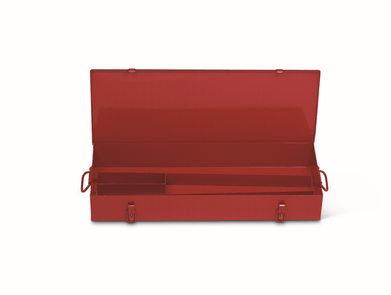 Wright Tool Tool Box Red Metal w/Two Hasp-Staple Combination Latches Handles at Each End - 31"Wide x 30"Deep x 3-1/2"High - Image 1