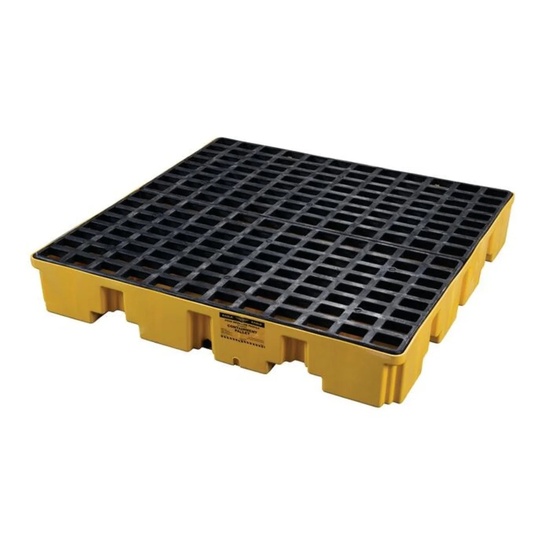 Eagle Manufacturing 4 Drum Plastic Pallet With Drain Yellow - Image 2