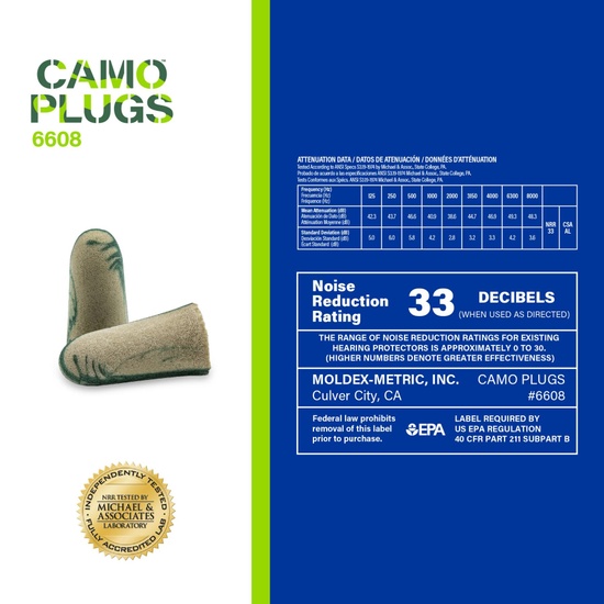 Camo Plugs® Disposable Earplugs, Foam, Brown/Tan/Green, Uncorded - Image 4