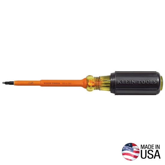 Klein Tools Insulated Screwdriver, 1/4-Inch Cabinet, 4-Inch Round Shank - Image 3