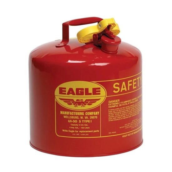 Eagle Manufacturing 5 Gallon Steel Safety Can for Flammables Type I Flame Arrester Red - Image 1