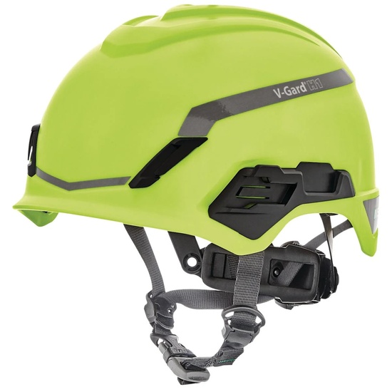 MSA V-Gard H1 Safety Helmet Hi-Viz Yellow-Green No Vent Fas-Trac III Pivot Suspension - Image 1