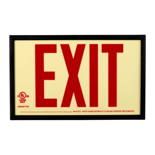 Photoluminescent Exit Sign with Plastic Frame 50FT