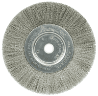 Weiler 6" Narrow Face Crimped Wire Wheel, .006" Stainless Steel Fill, 5/8"-1/2" Arbor Hole