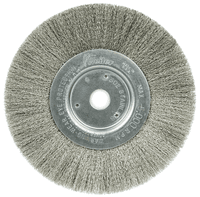 Weiler 6" Narrow Face Crimped Wire Wheel, .006" Stainless Steel Fill, 5/8"-1/2" Arbor Hole