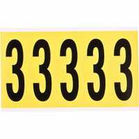 Brady 3.875" Character Height Black on Yellow Repositionable Numbers and Letters